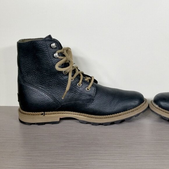 Sorel Madson 6 Lace-Up Boots, Black Pebbled Leather, Mens Size 8.5 / 41.5 - Picture 6 of 13